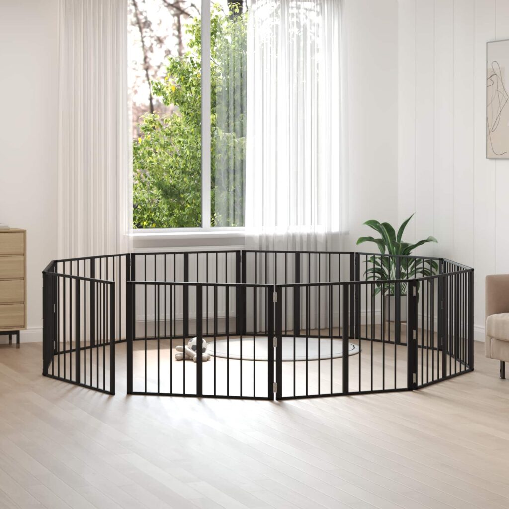 Koiraportti 10 pcs Musta 80 x 60 cm Galvanoitu teräs