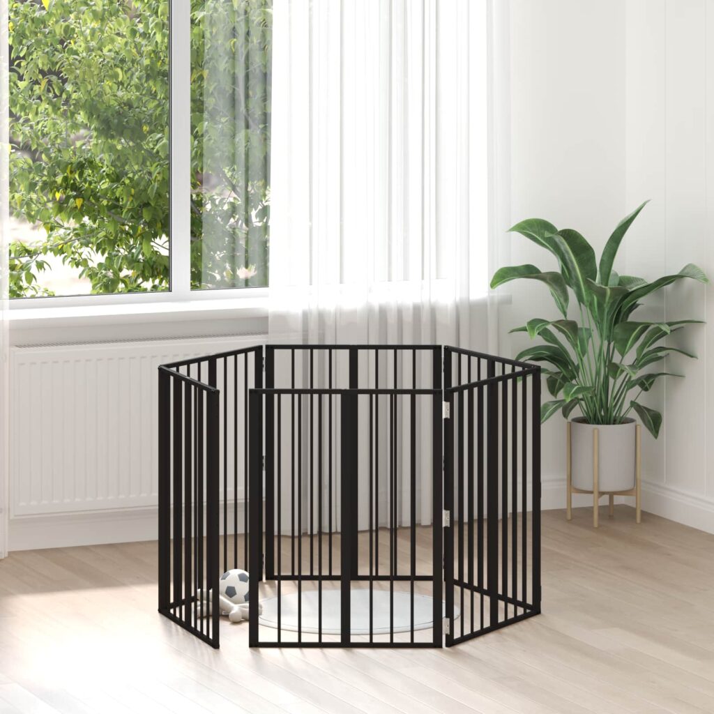 Koiraportti 6 pcs Musta 60 x 80 cm Galvanoitu teräs