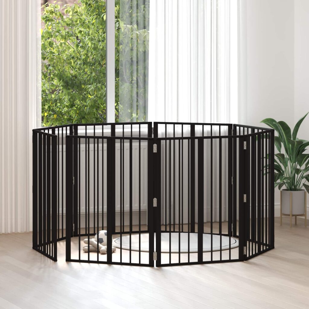 Koiraportti 8 pcs Musta 60 x 80 cm Galvanoitu teräs