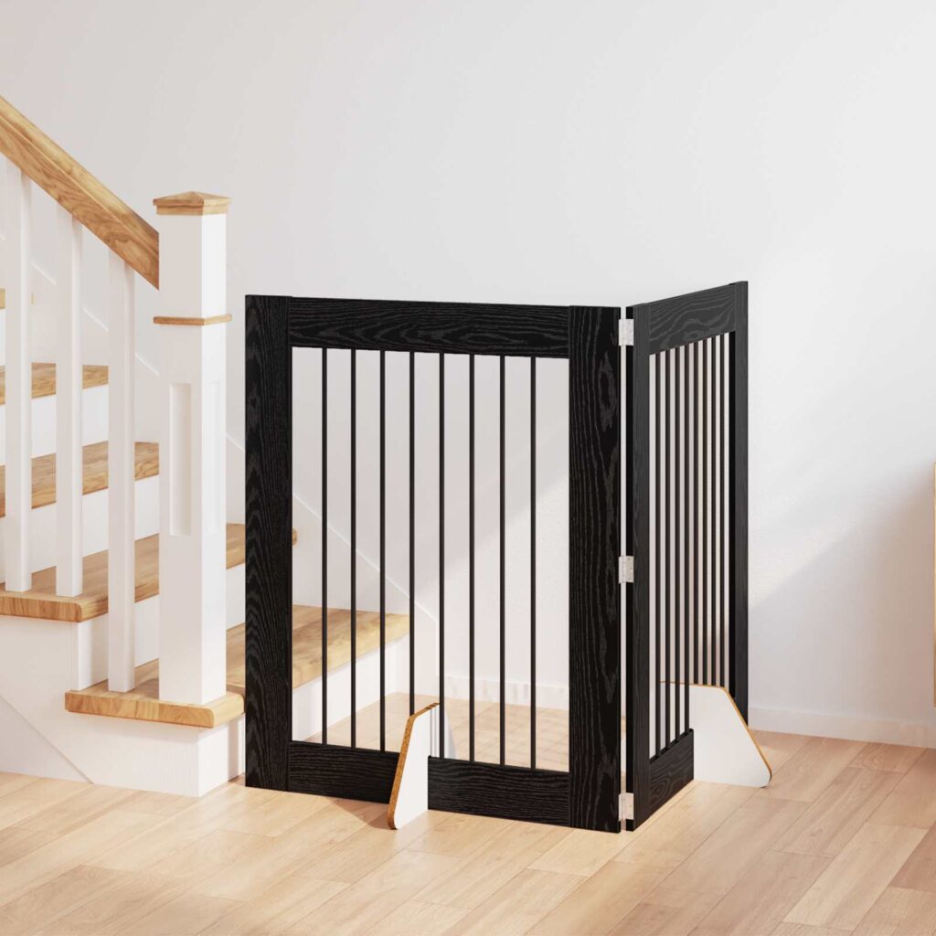 Koiraportti jaloilla 2 pcs Musta tammi 80 x 100 cm Tekninen puu