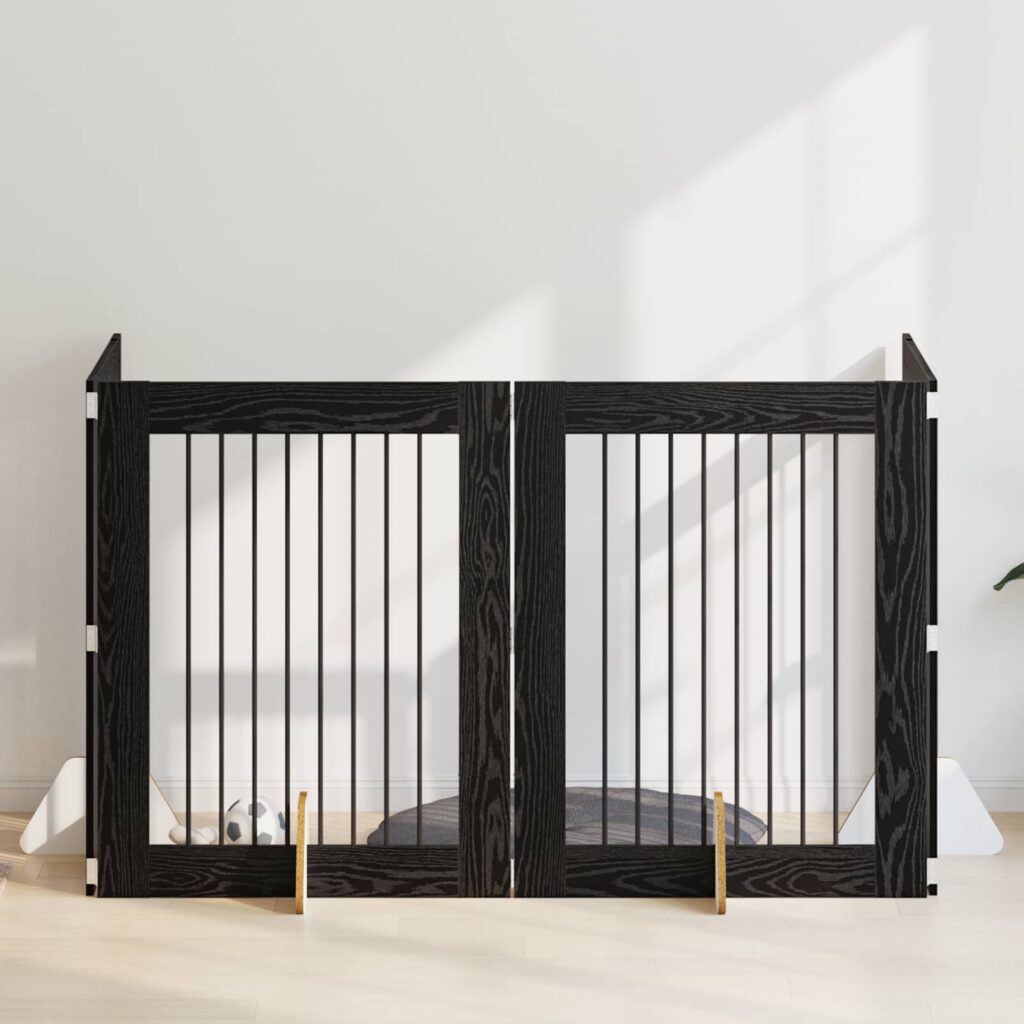 Koiraportti jaloilla 4 pcs Musta tammi 80 x 100 cm Tekninen puu