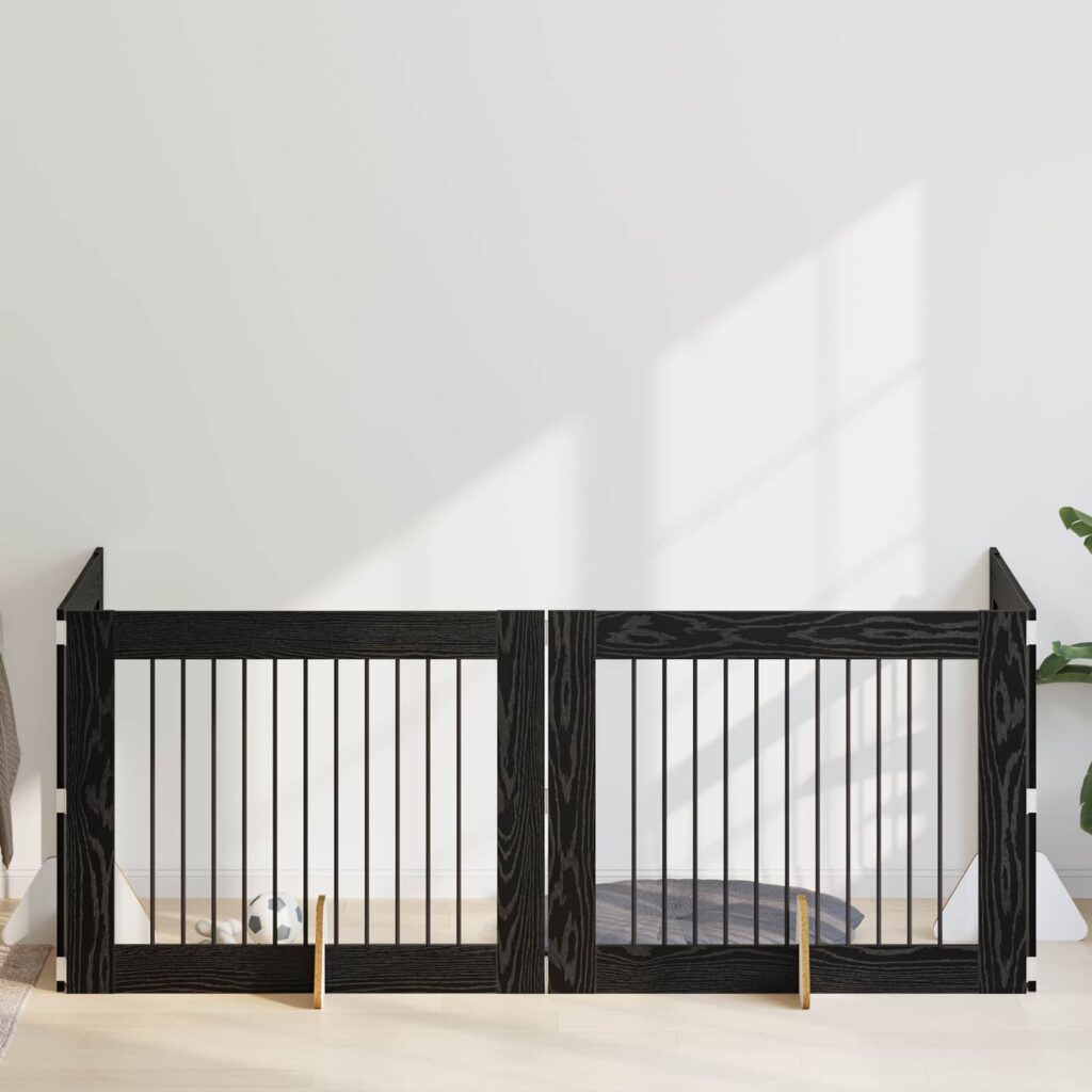 Koiraportti jaloilla 4 pcs Musta tammi 100 x 80 cm Tekninen puu