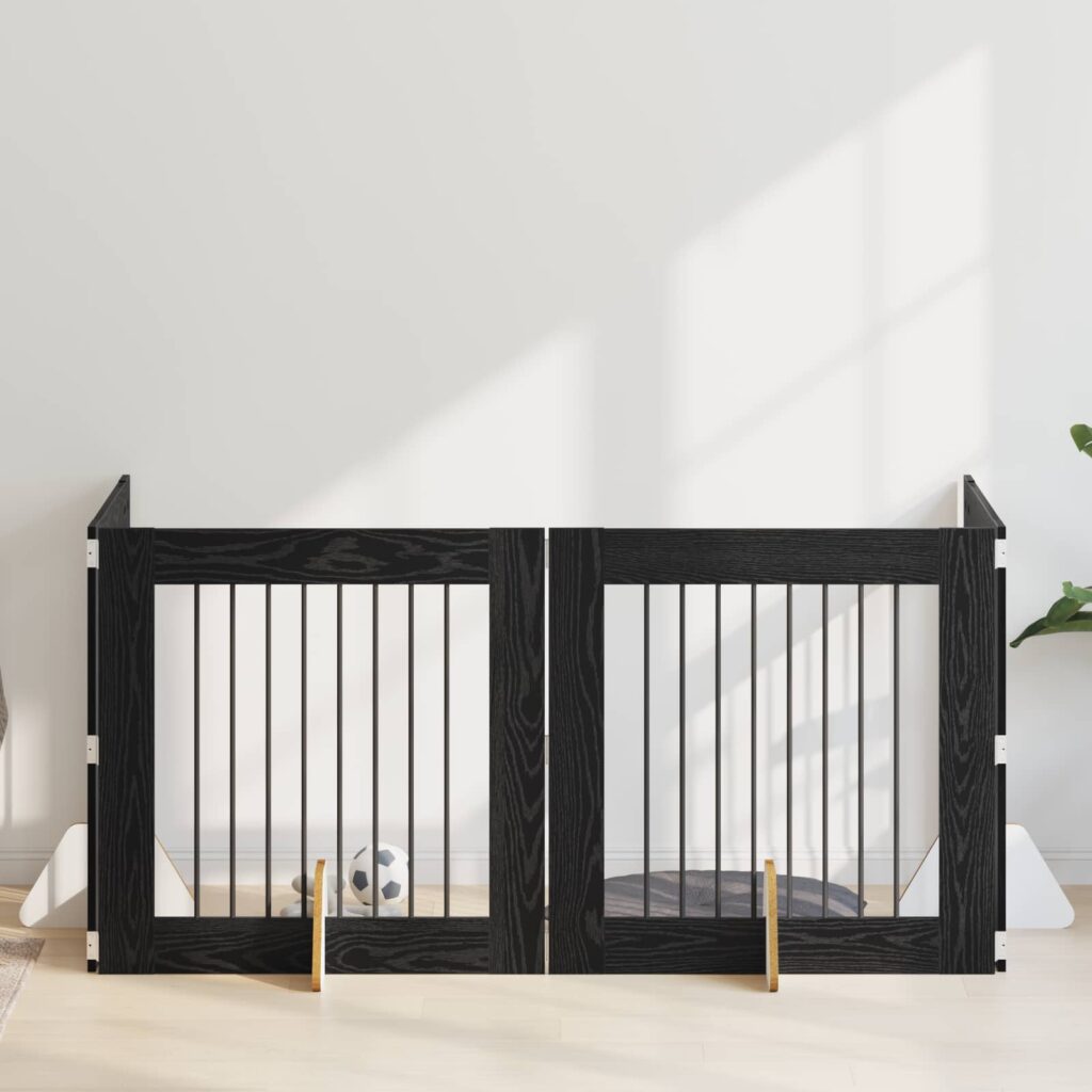 Koiraportti jaloilla 4 pcs Musta tammi 80 x 80 cm Tekninen puu