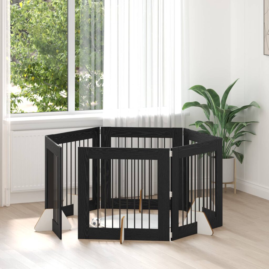 Koiraportti jaloilla 6 pcs Musta tammi 80 x 80 cm Tekninen puu