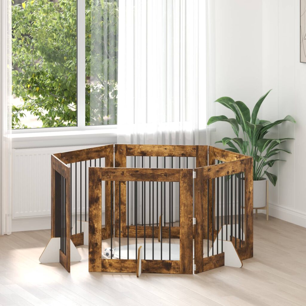 Koiraportti jaloilla 6 pcs Savutammi 80 x 80 cm Tekninen puu