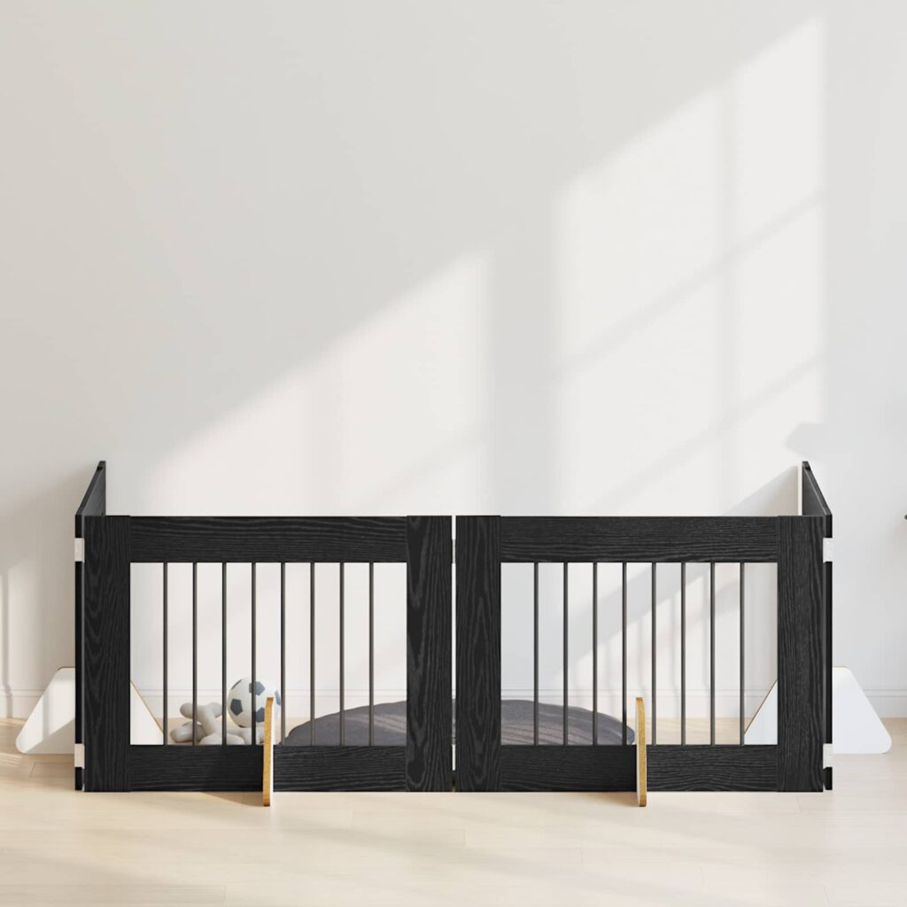 Koiraportti jaloilla 4 pcs Musta tammi 80 x 60 cm Tekninen puu