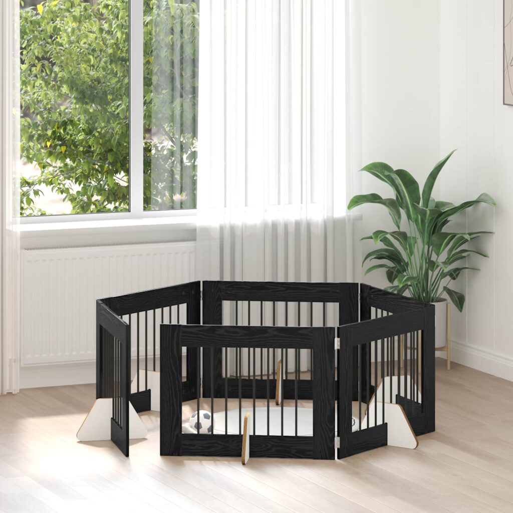 Koiraportti jaloilla 6 pcs Musta tammi 80 x 60 cm Tekninen puu