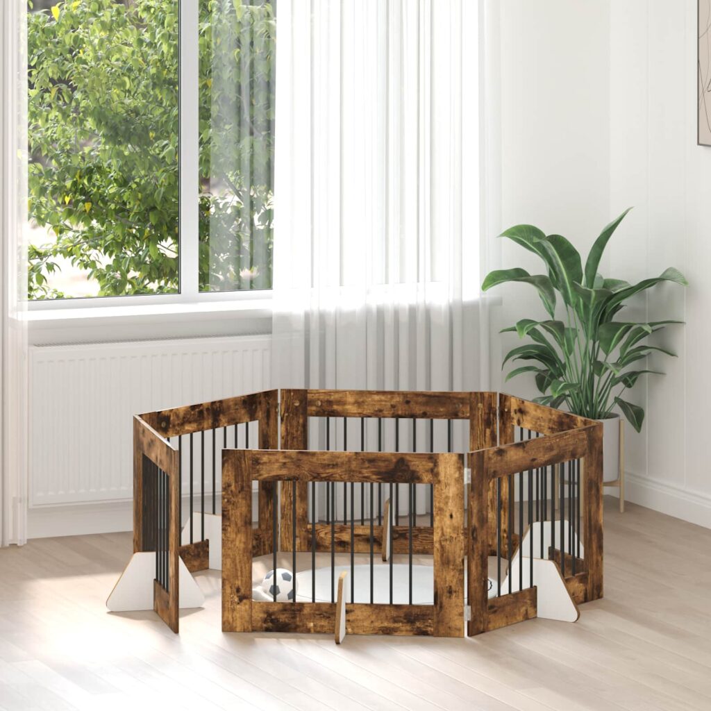 Koiraportti jaloilla 6 pcs Savutammi 80 x 60 cm Tekninen puu