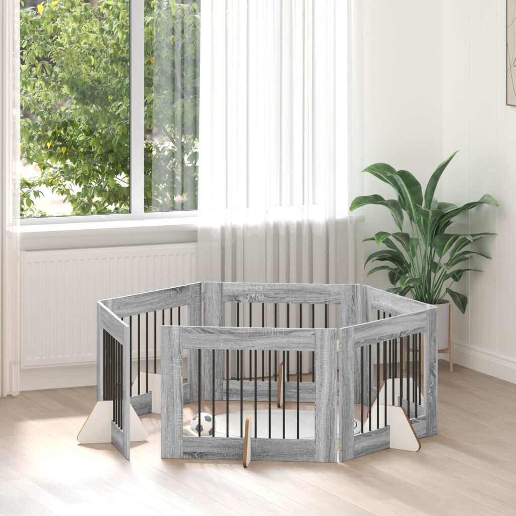 Koiraportti jaloilla 6 pcs Harmaa sonoma 80 x 60 cm