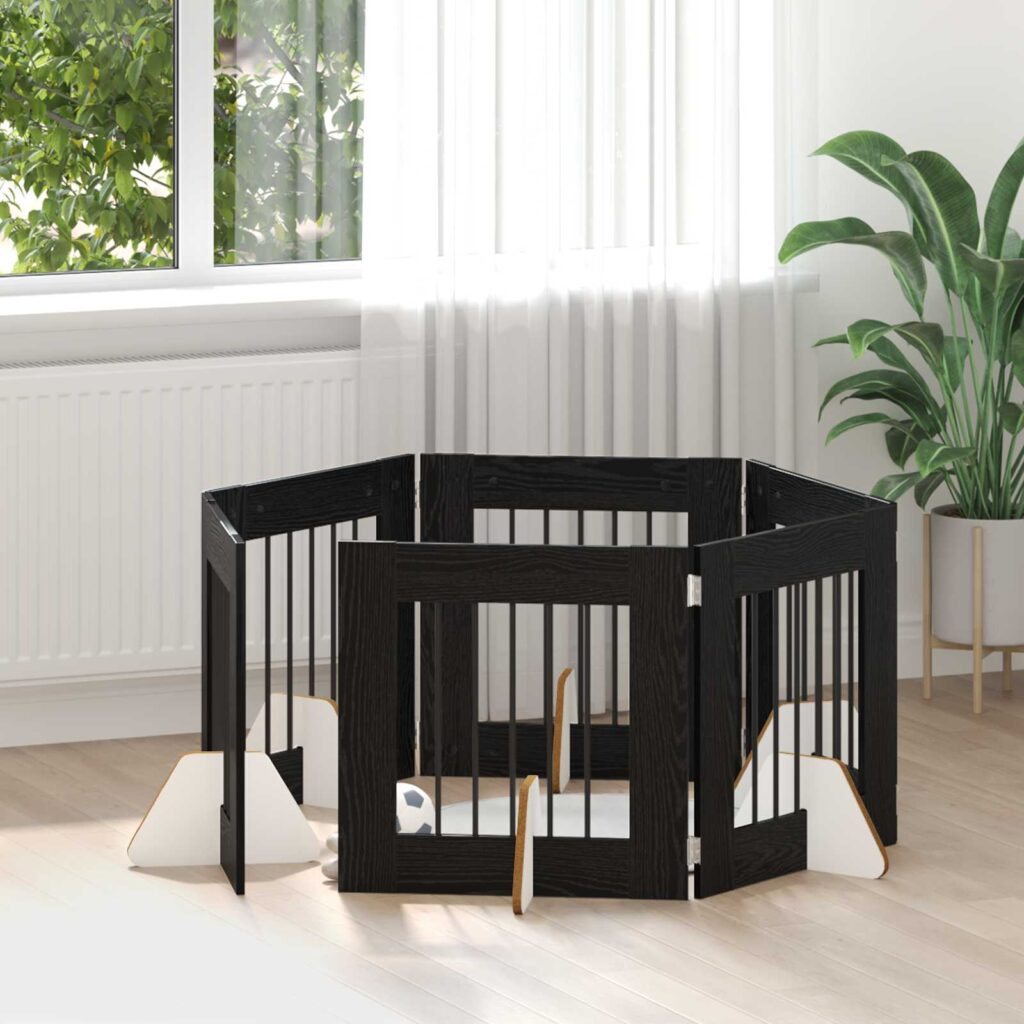 Koiraportti jaloilla 6 pcs Musta tammi 60 x 60 cm Tekninen puu