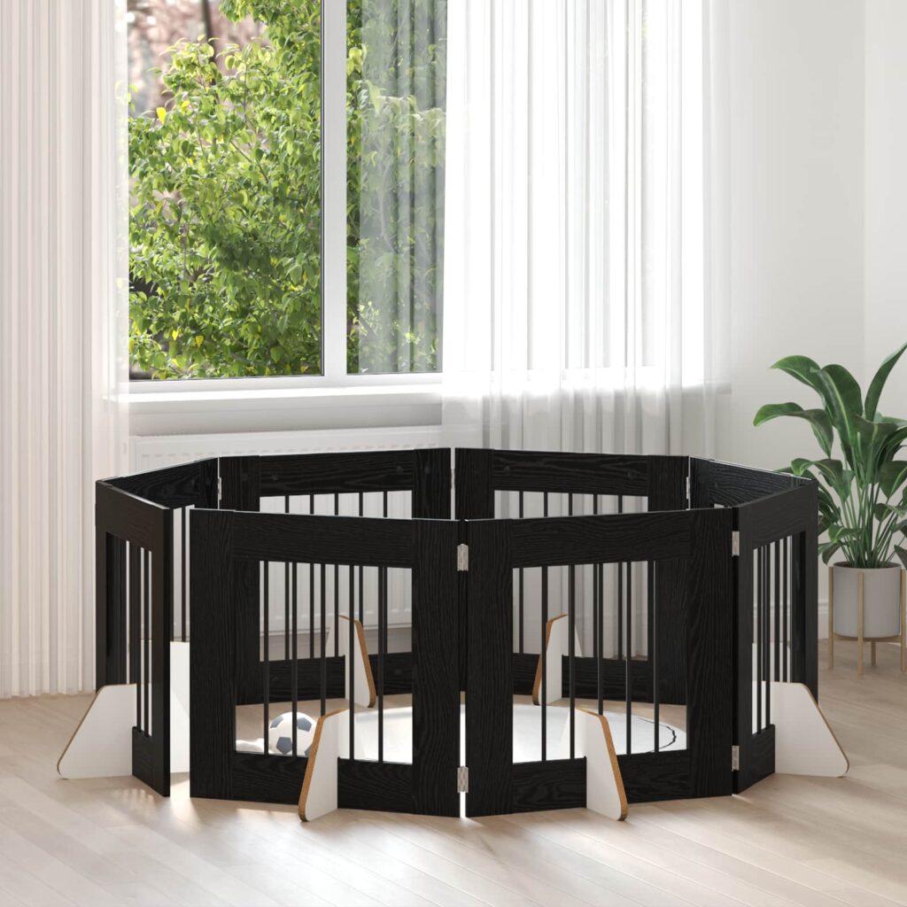 Koiraportti jaloilla 8 pcs Musta tammi 60 x 60 cm Tekninen puu