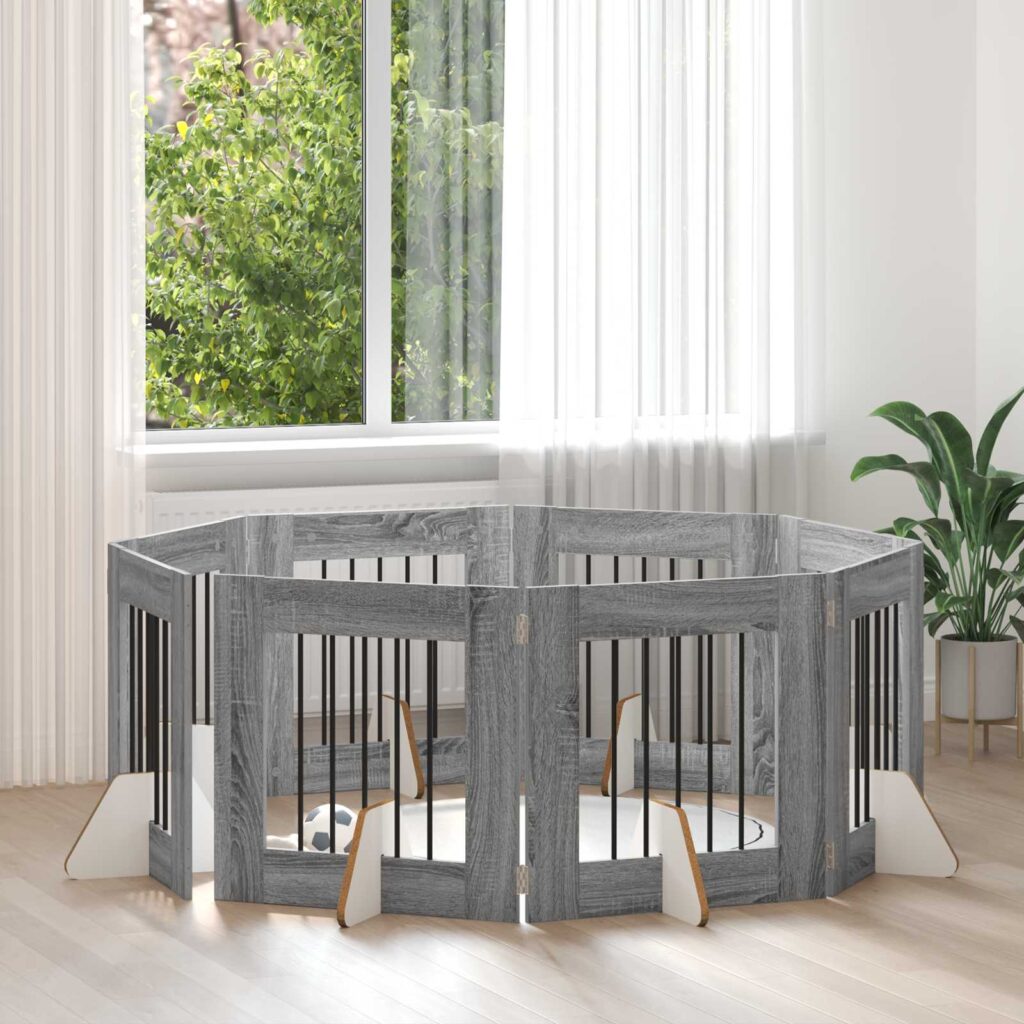 Koiraportti jaloilla 8 pcs Harmaa sonoma 60 x 60 cm