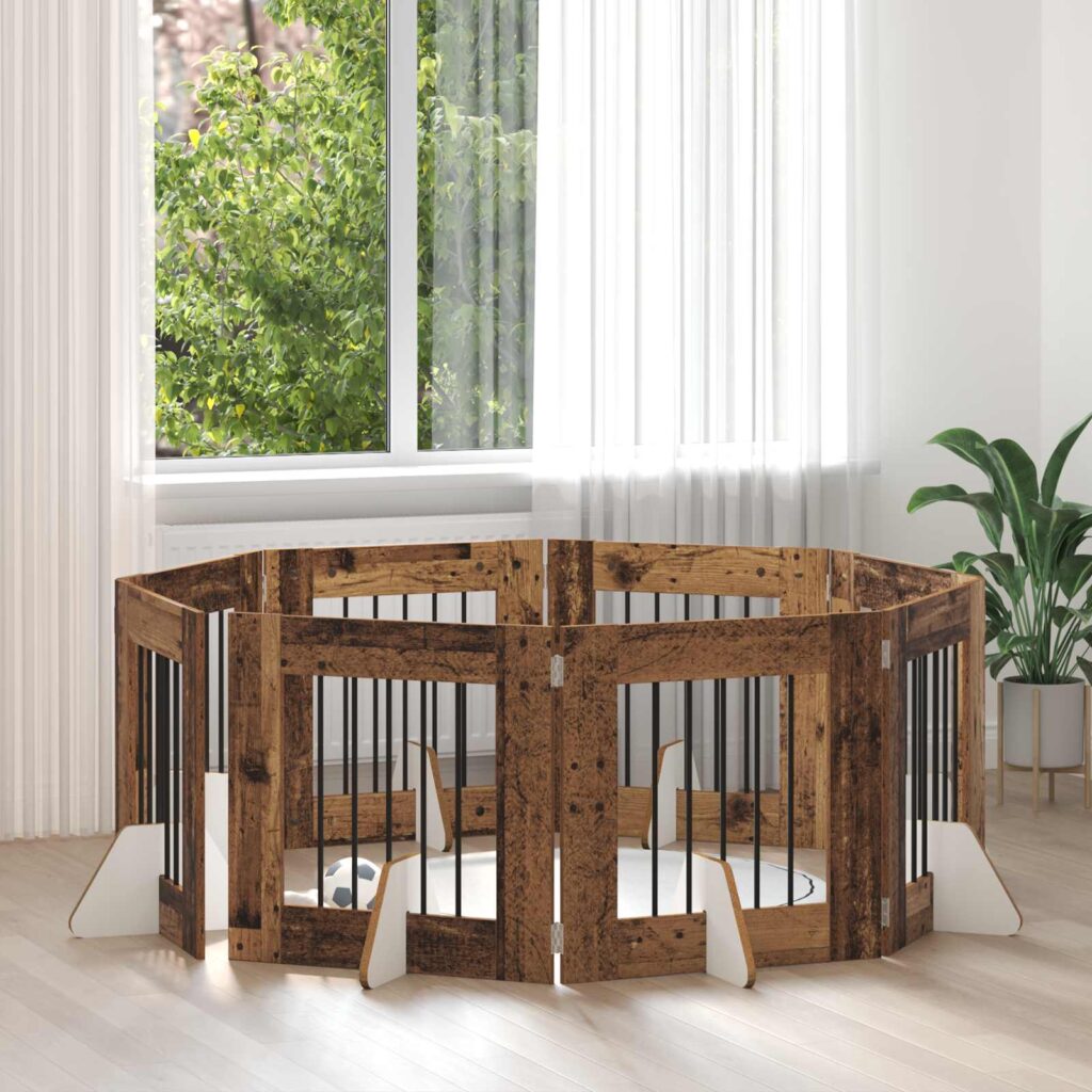 Koiraportti jaloilla 8 pcs Vanha puu 60 x 60 cm Tekninen puu