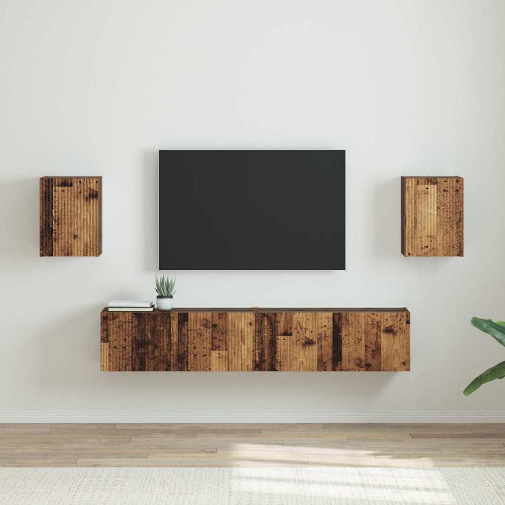 TV-seinäkaappi 2 pcs Vanha Puu 30 x 31 x 40 cm Tekninen puu