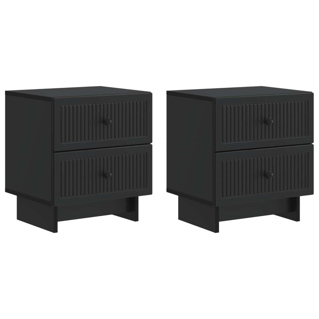 Yöpöytäkaappi 2 pcs Musta 43 x 34,5 x 47,5 cm Tekninen puu