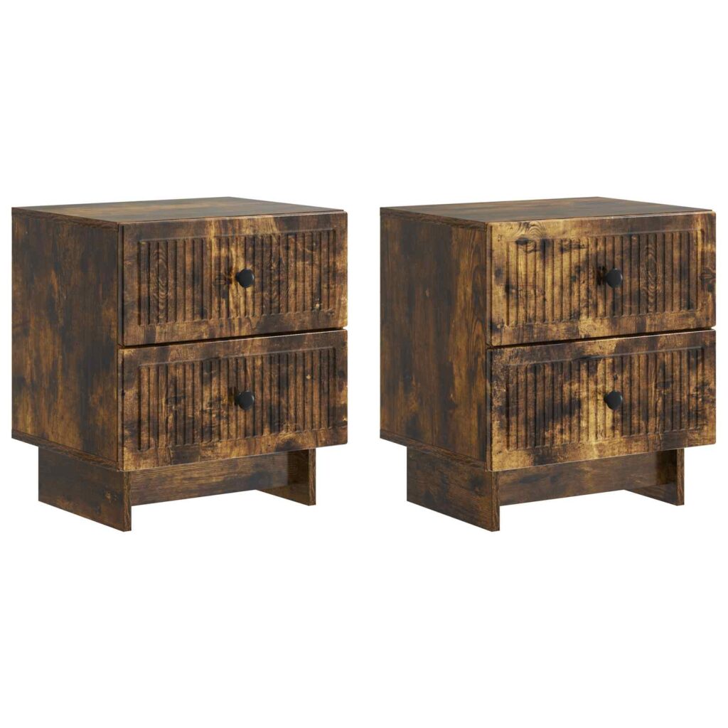 Yöpöytäkaappi 2 pcs Savutammi 43 x 34,5 x 47,5 cm Tekninen puu