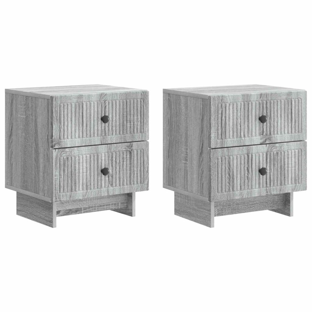 Yöpöytäkaappi 2 pcs Harmaa sonoma 43 x 34,5 x 47,5 cm