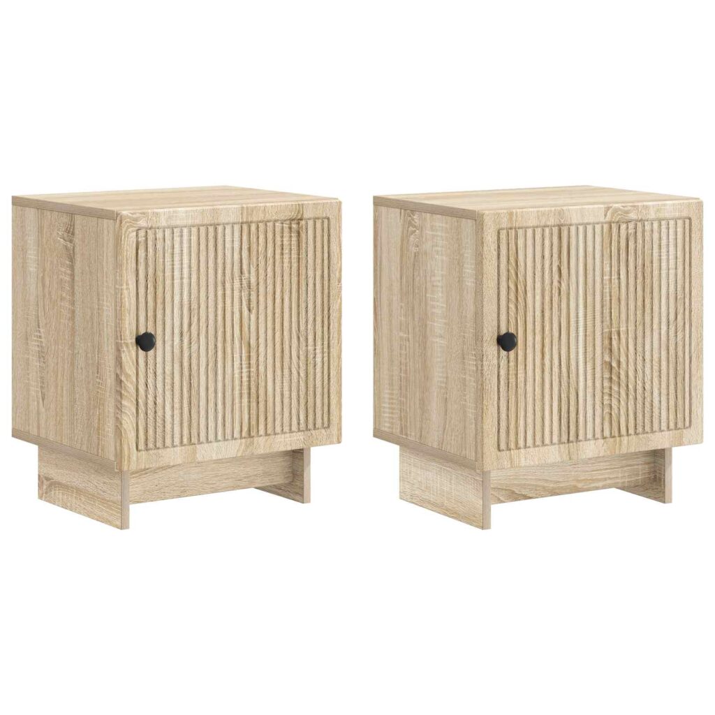 Yöpöytäkaappi 2 pcs Sonoma-tammi 43 x 34,5 x 50 cm Tekninen puu