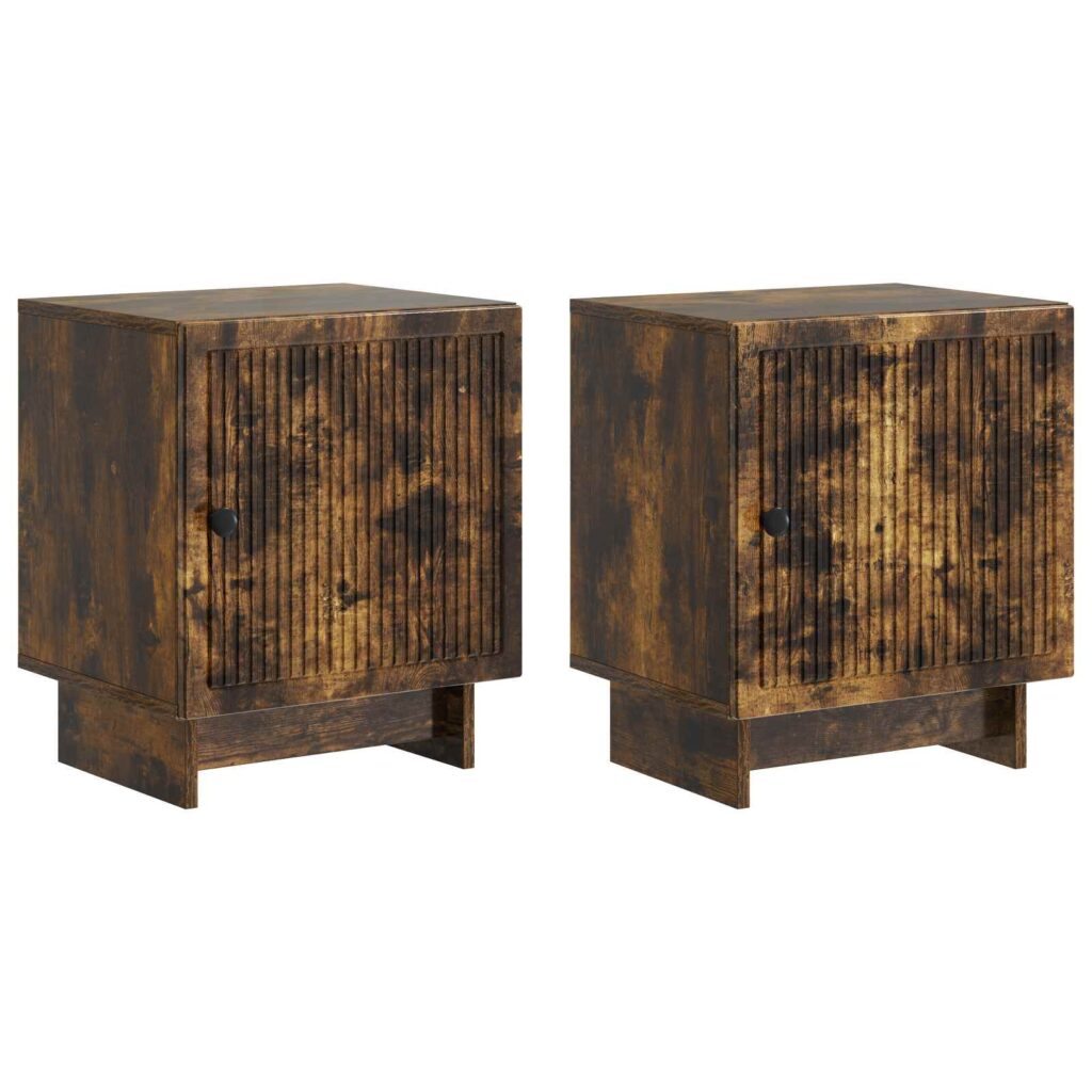 Yöpöytäkaappi 2 pcs Savutammi 43 x 34,5 x 50 cm Tekninen puu