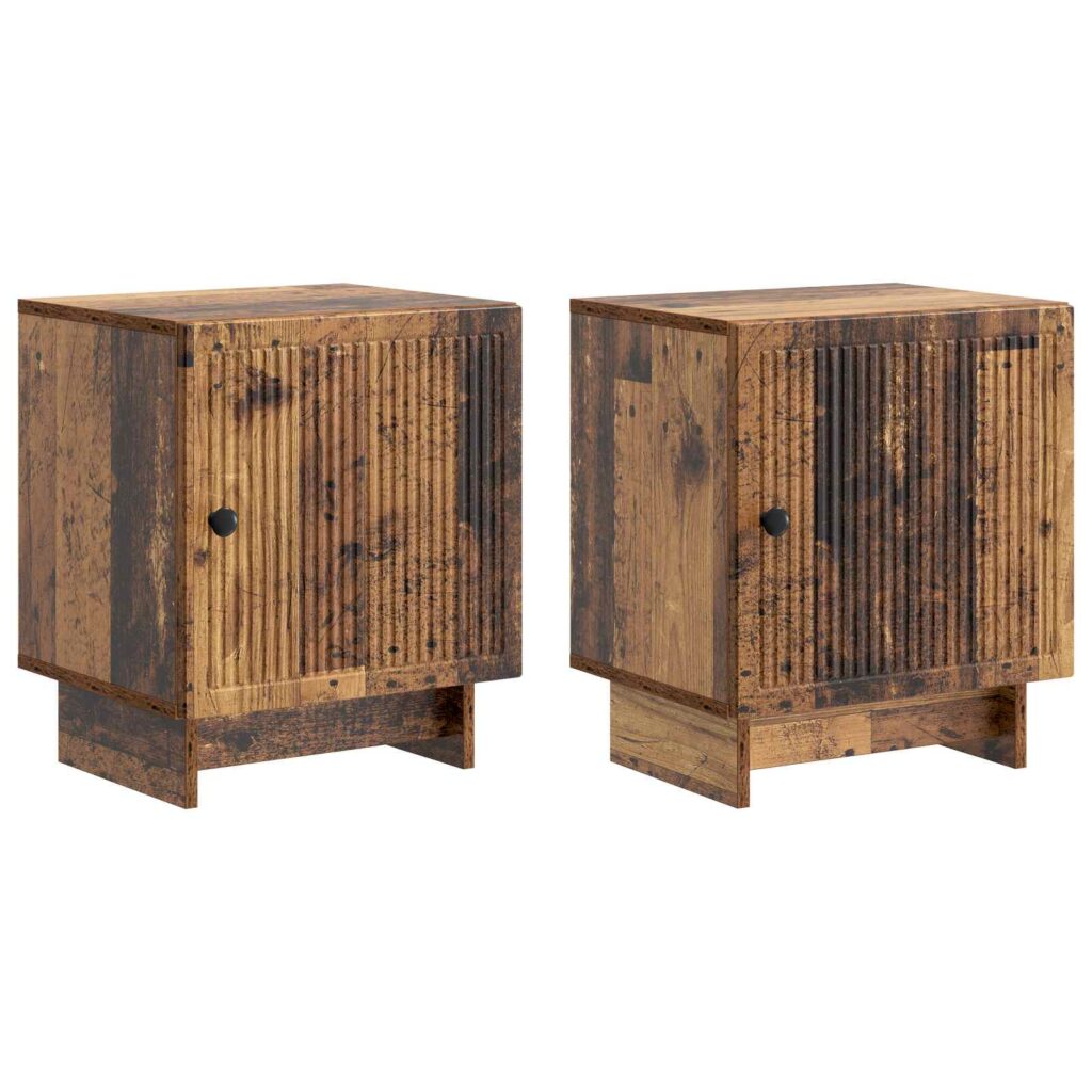 Yöpöytäkaappi 2 pcs Vanha puu 43 x 34,5 x 50 cm Tekninen puu