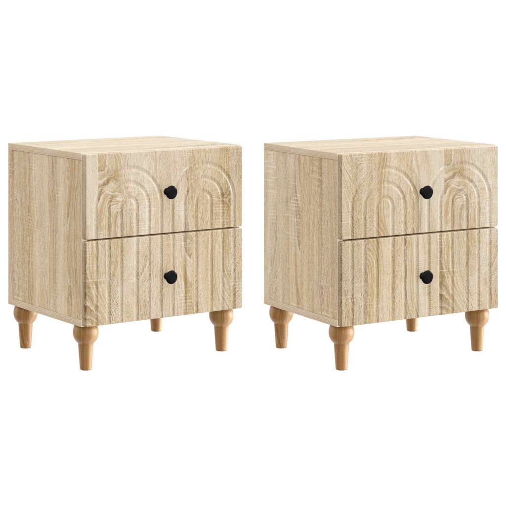 Yöpöytäkaappi 2 pcs Sonoma-tammi 43 x 34,5 x 48 cm Tekninen puu