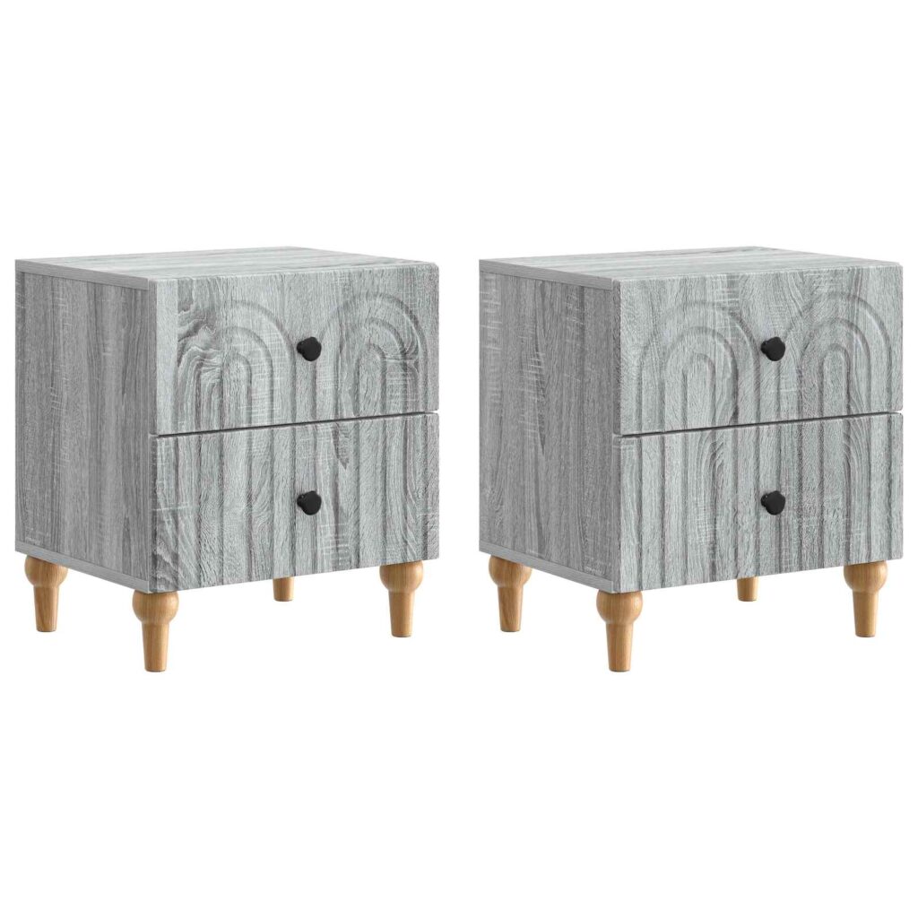 Yöpöytäkaappi 2 pcs Harmaa sonoma 43 x 34,5 x 48 cm