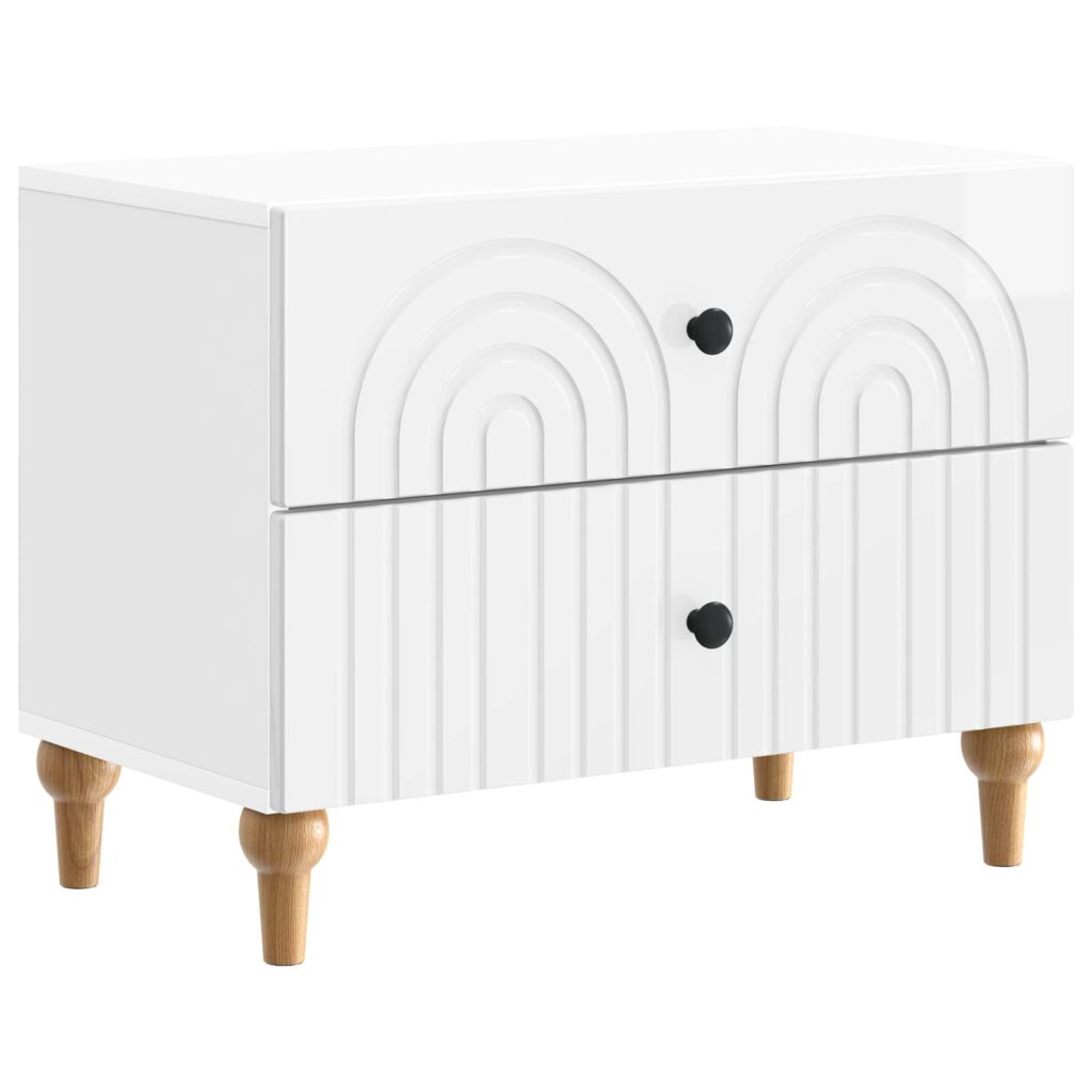 Yöpöytäkaappi Korkeakiiltoinen valkoinen 62 x 34,5 x 48 cm