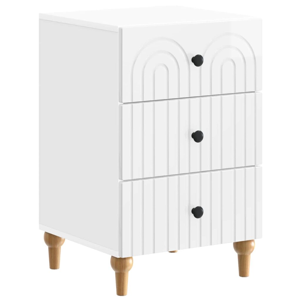 Yöpöytäkaappi Korkeakiiltoinen valkoinen 43 x 41 x 66,5 cm