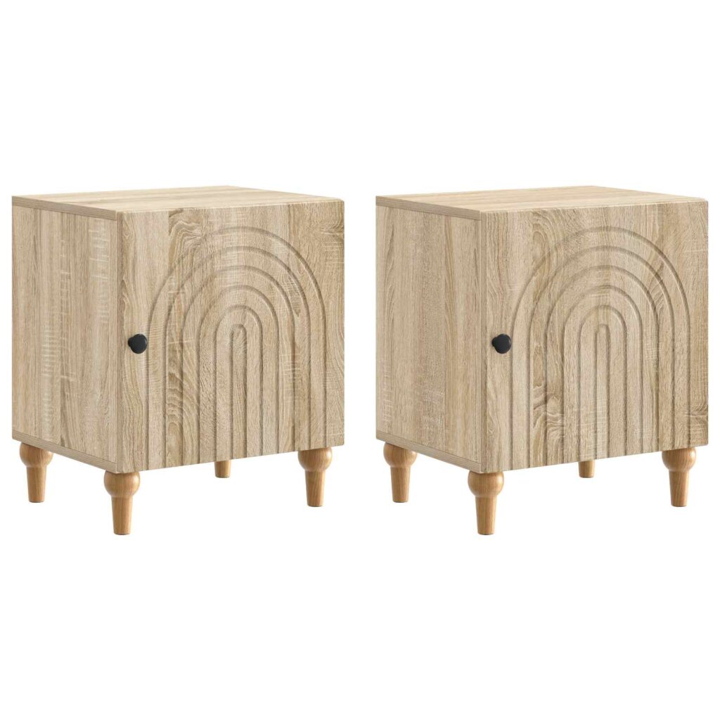 Yöpöytäkaappi 2 pcs Sonoma-tammi 43 x 34,5 x 50 cm Tekninen puu