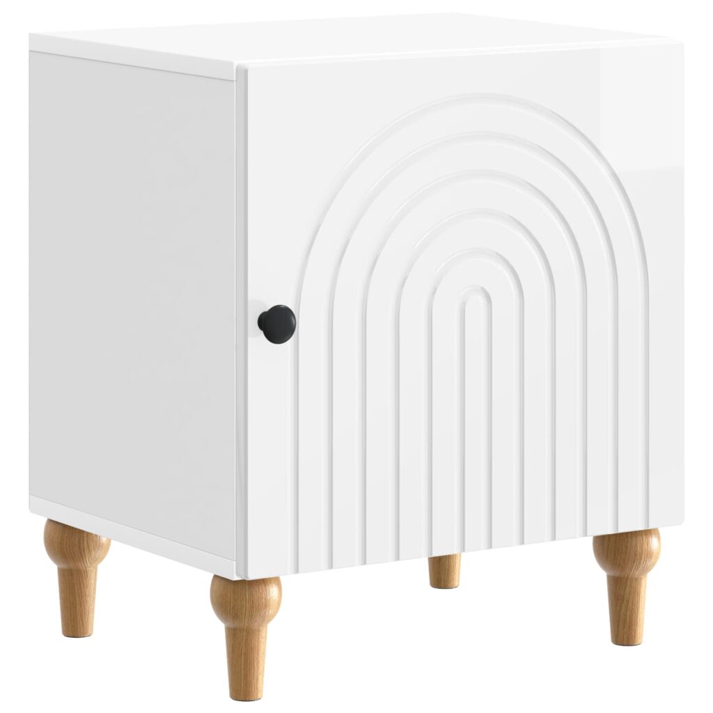 Yöpöytäkaappi Korkeakiiltoinen valkoinen 43 x 34,5 x 50 cm
