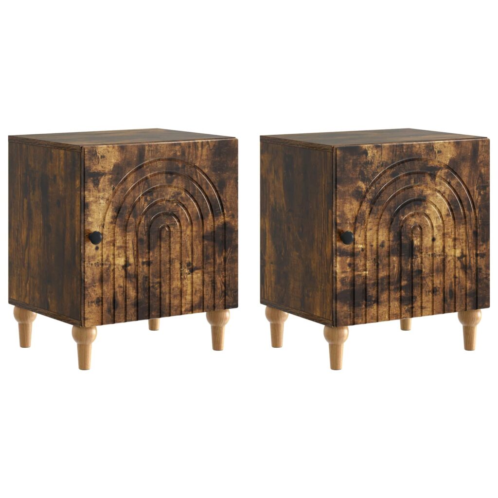 Yöpöytäkaappi 2 pcs Savutammi 43 x 34,5 x 50 cm Tekninen puu