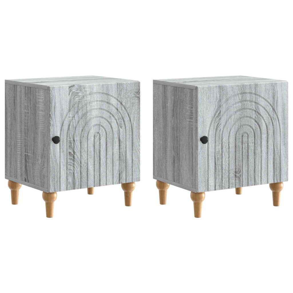Yöpöytäkaappi 2 pcs Harmaa sonoma 43 x 34,5 x 50 cm