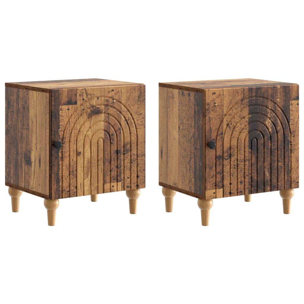 Yöpöytäkaappi 2 pcs Vanha puu 43 x 34,5 x 50 cm Tekninen puu