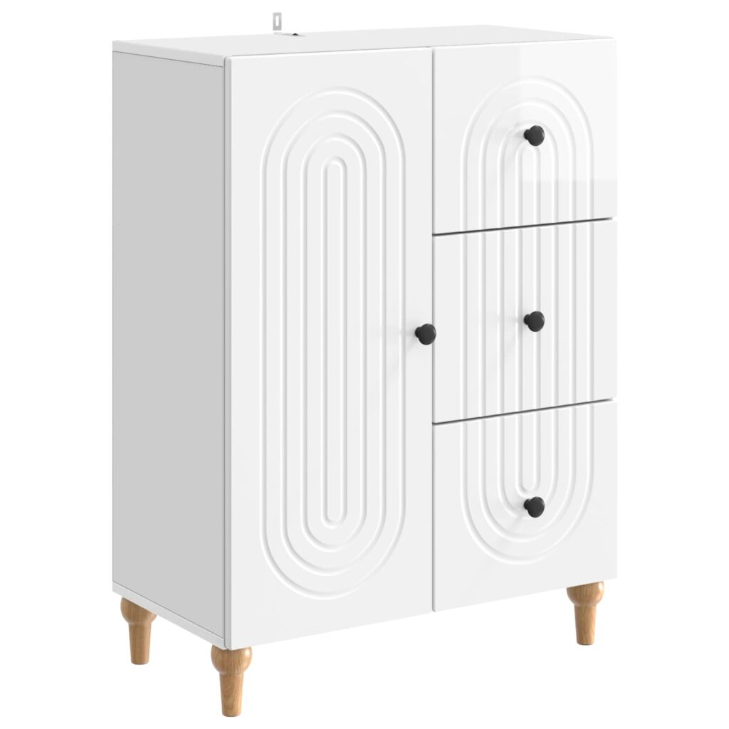 Sivupöytä Korkeakiiltoinen valkoinen 66 x 34,5 x 90 cm