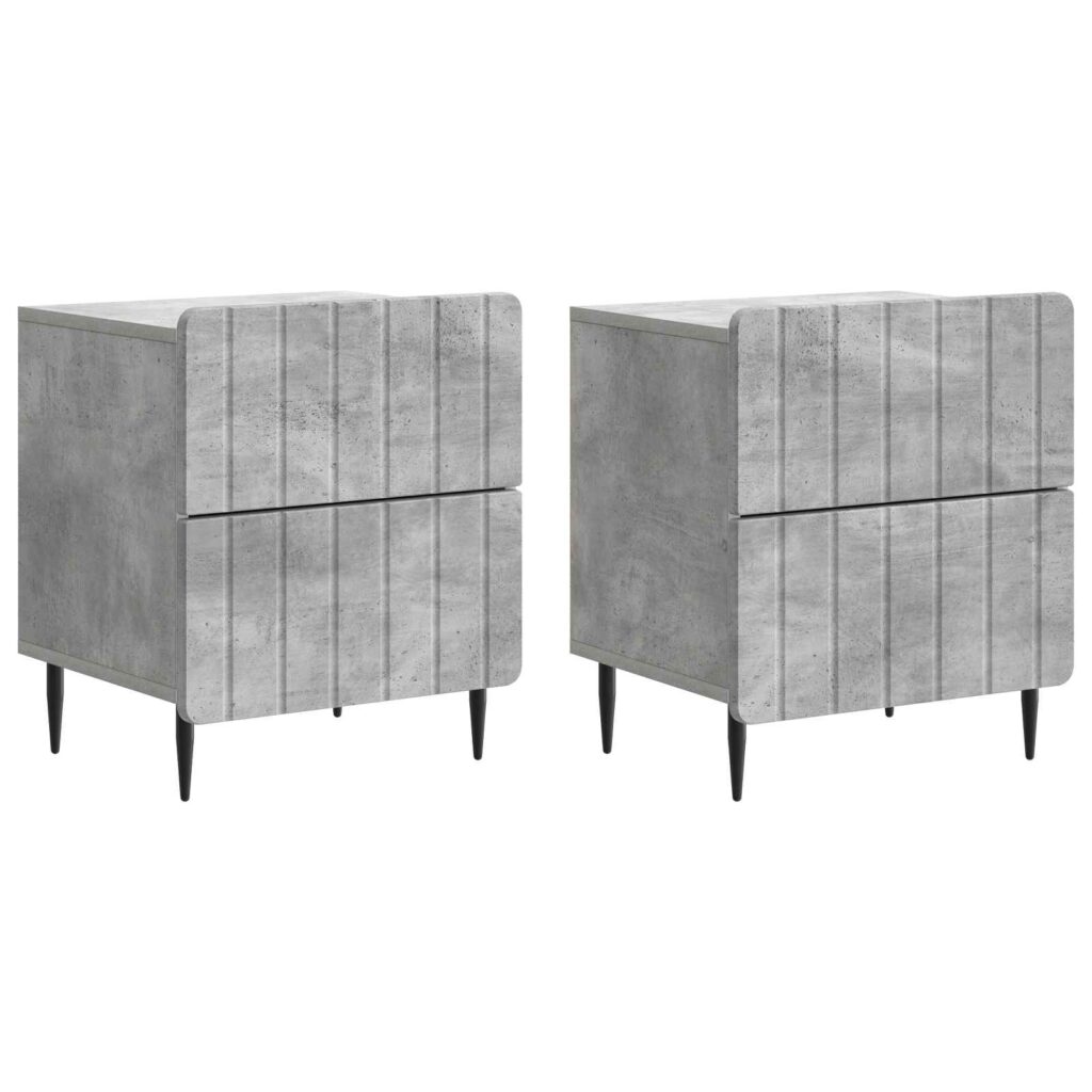 Yöpöytäkaappi 2 pcs Betoninharmaa 43 x 34,5 x 49,5 cm