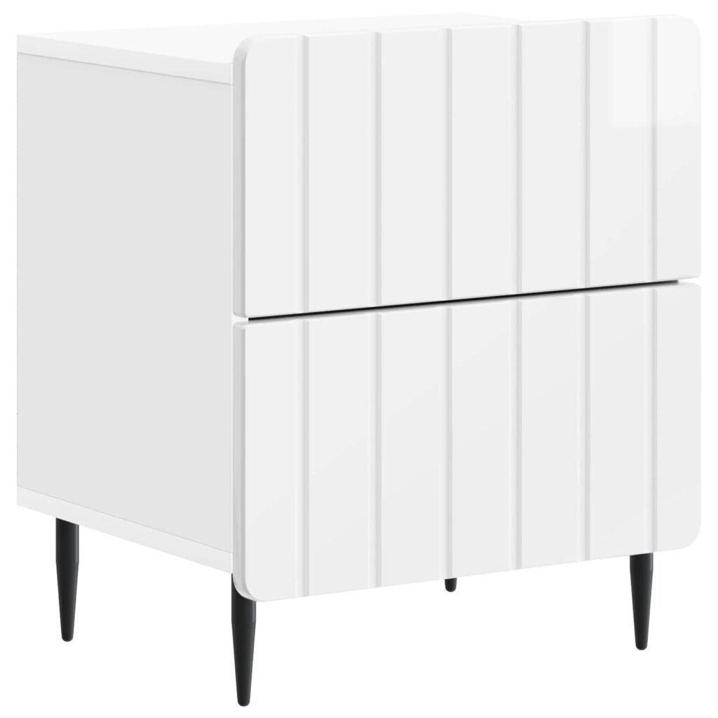 Yöpöytäkaappi Korkeakiiltoinen valkoinen 43 x 34,5 x 49,5 cm