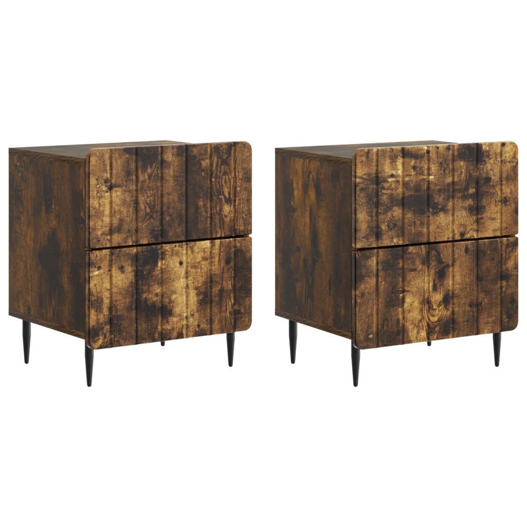 Yöpöytäkaappi 2 pcs Savutammi 43 x 34,5 x 49,5 cm Tekninen puu