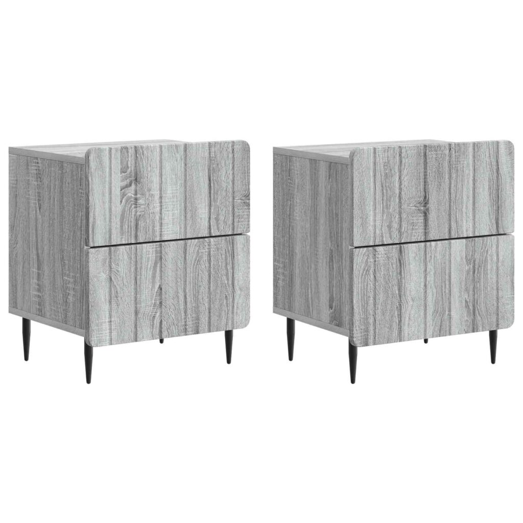 Yöpöytäkaappi 2 pcs Harmaa sonoma 43 x 34,5 x 49,5 cm