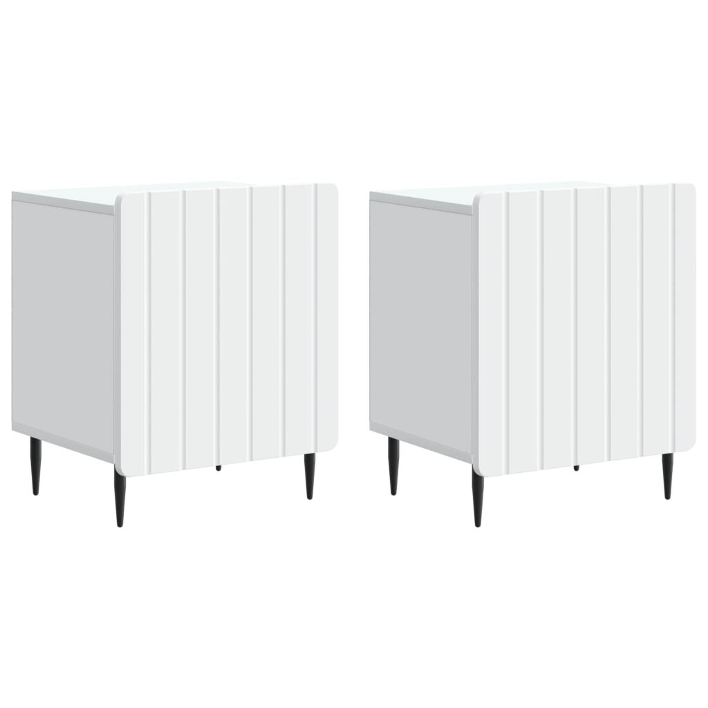 Yöpöytäkaappi 2 pcs valkoinen 43 x 34,5 x 52 cm Tekninen puu