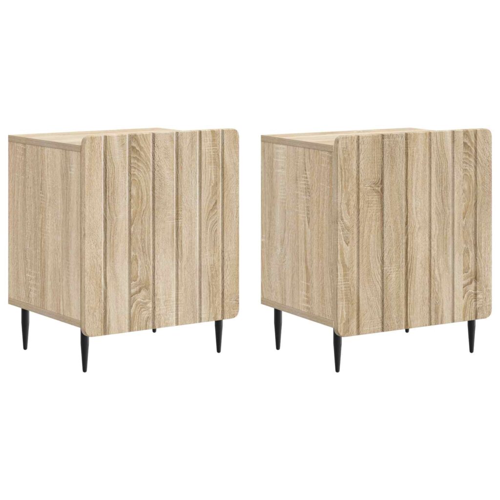 Yöpöytäkaappi 2 pcs Sonoma-tammi 43 x 34,5 x 52 cm Tekninen puu