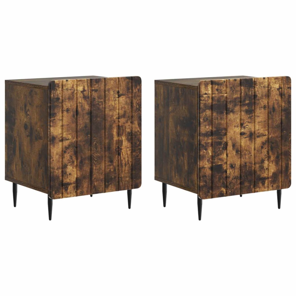 Yöpöytäkaappi 2 pcs Savutammi 43 x 34,5 x 52 cm Tekninen puu