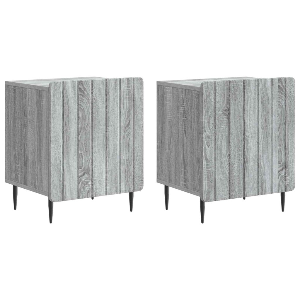 Yöpöytäkaappi 2 pcs Harmaa sonoma 43 x 34,5 x 52 cm