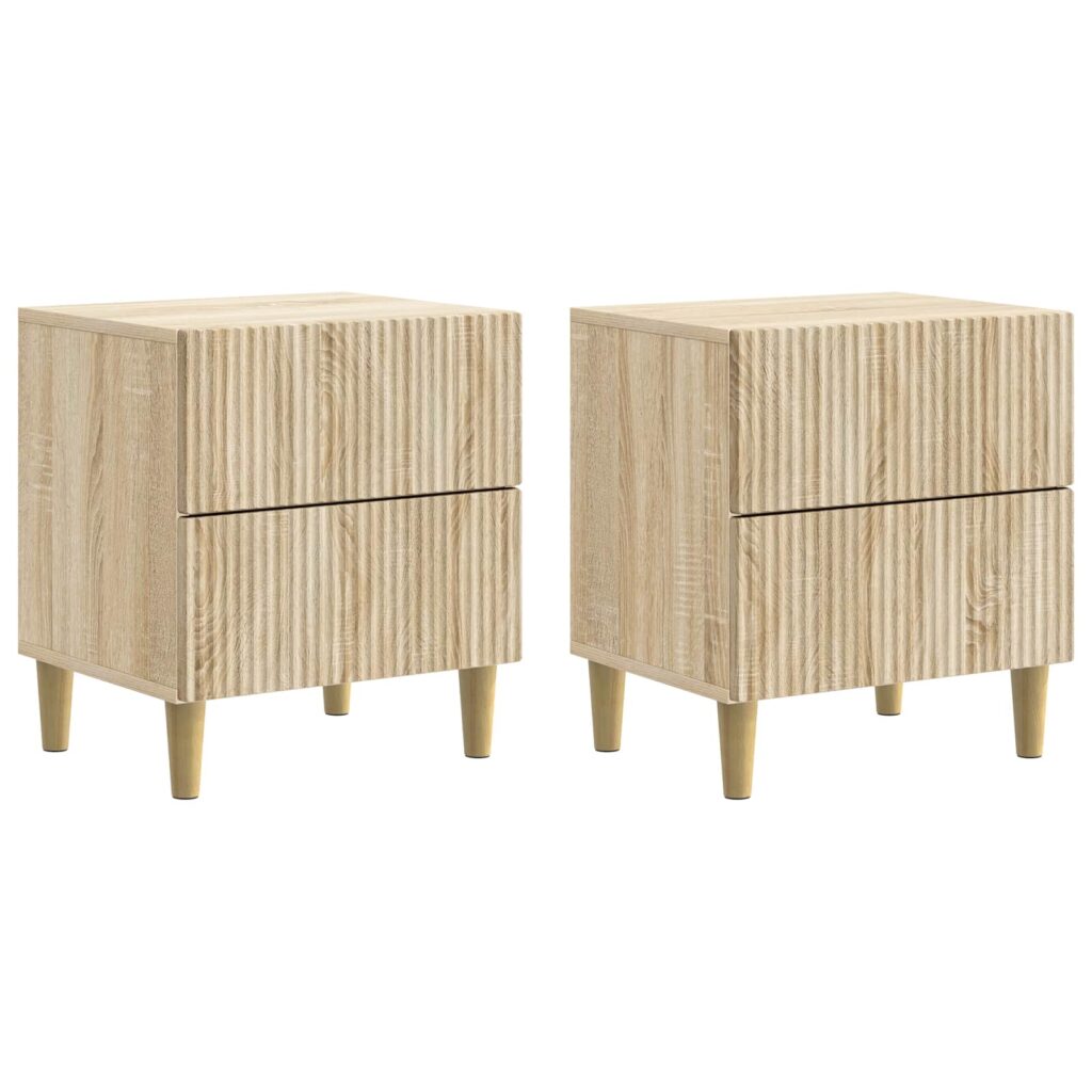 Yöpöytäkaappi 2 pcs Sonoma-tammi 43 x 34,5 x 48 cm Tekninen puu