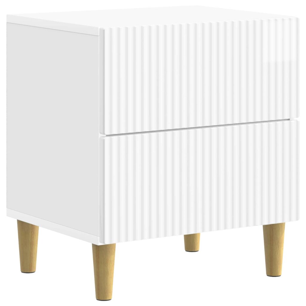 Yöpöytäkaappi Korkeakiiltoinen valkoinen 43 x 34,5 x 48 cm