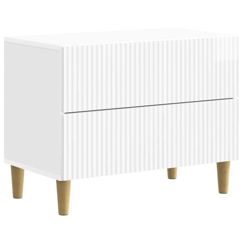 Yöpöytäkaappi Korkeakiiltoinen valkoinen 62 x 34,5 x 48 cm