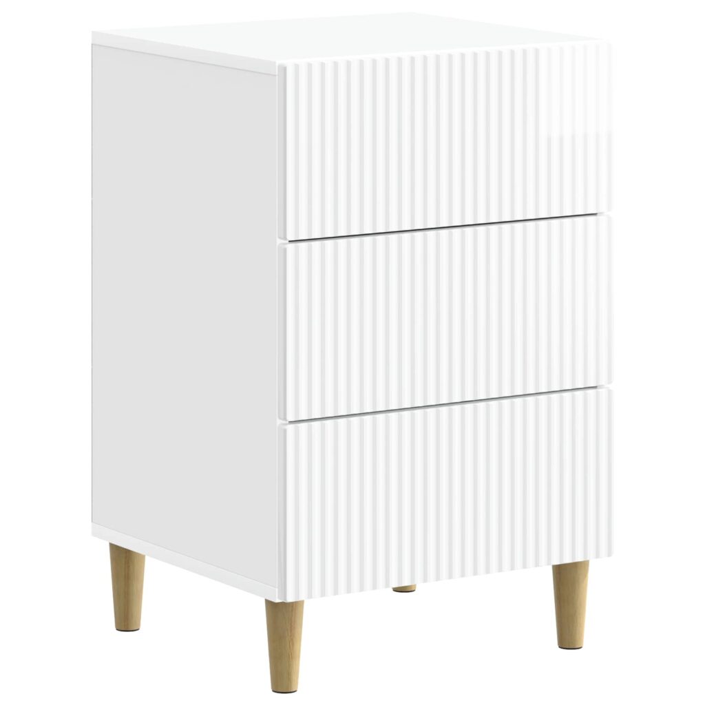 Yöpöytäkaappi Korkeakiiltoinen valkoinen 43 x 41 x 66,5 cm