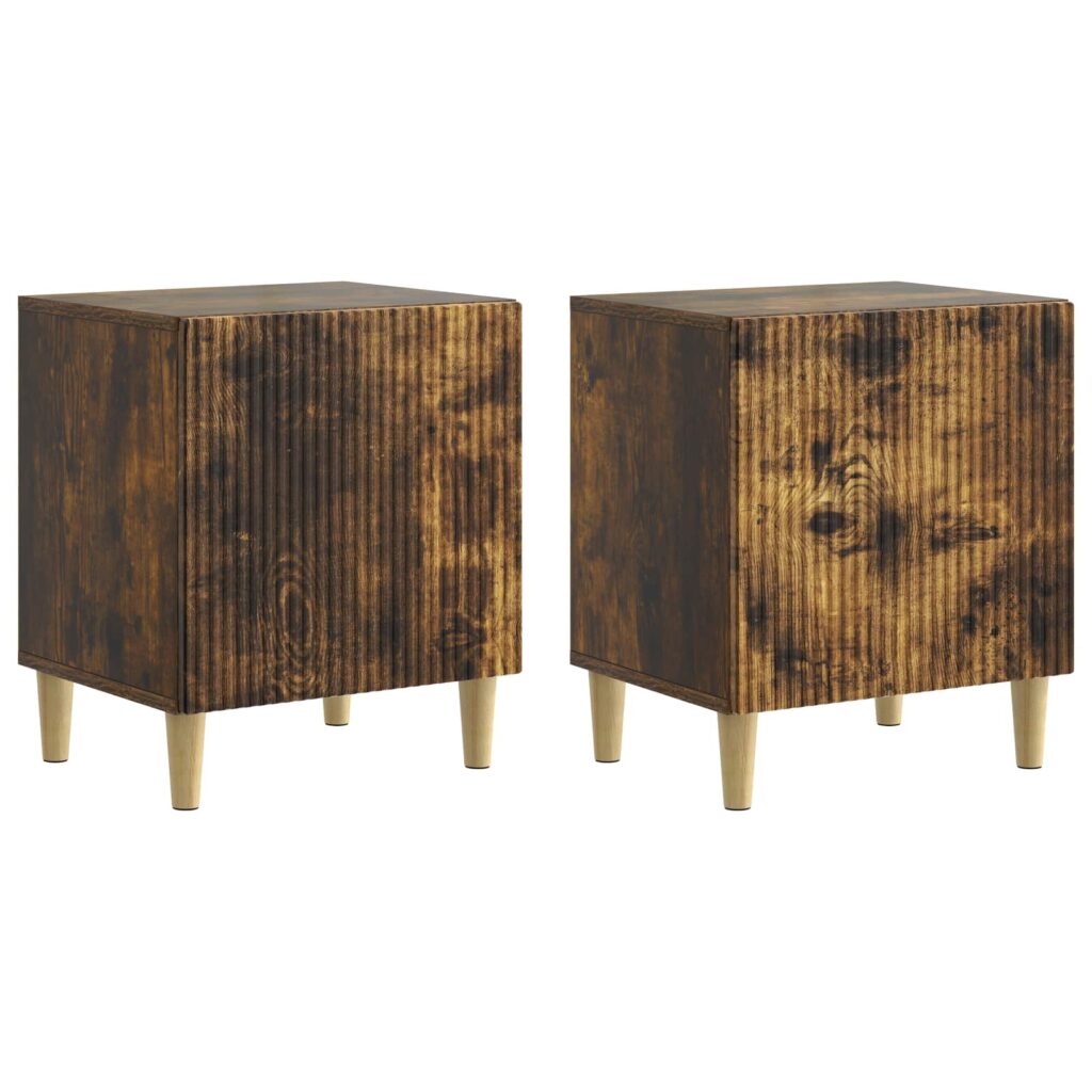 Yöpöytäkaappi 2 pcs Savutammi 43 x 34,5 x 50 cm Tekninen puu