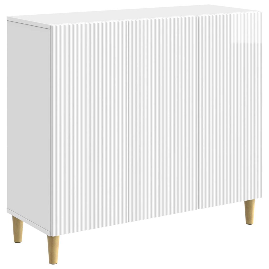 Sivupöytä Korkeakiiltoinen valkoinen 89 x 34,5 x 80 cm