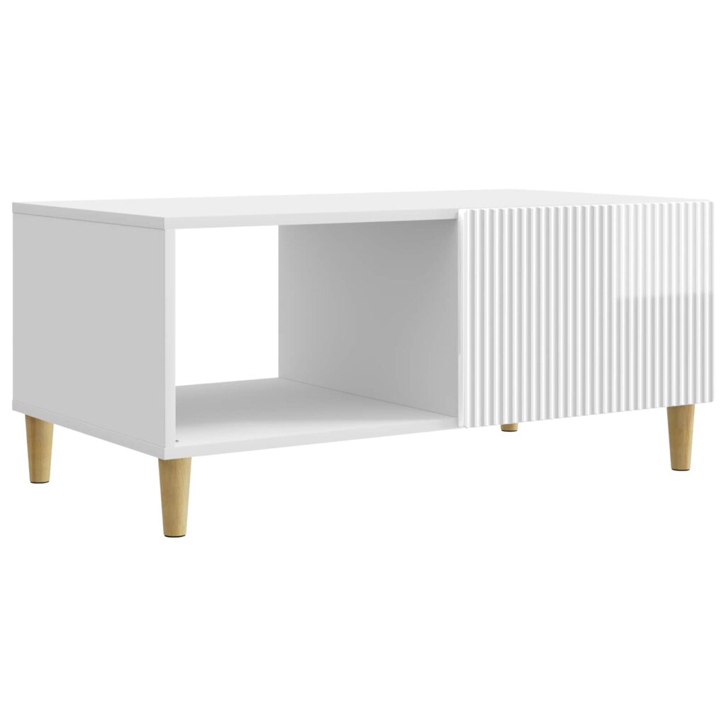 Sohvapöytä Korkeakiiltoinen valkoinen 90 x 50 x 40 cm