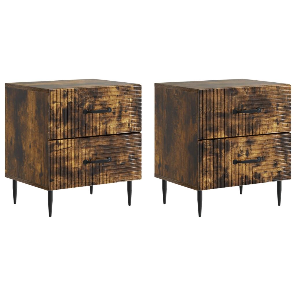 Yöpöytäkaappi 2 pcs Savutammi 43 x 34,5 x 47,5 cm Tekninen puu